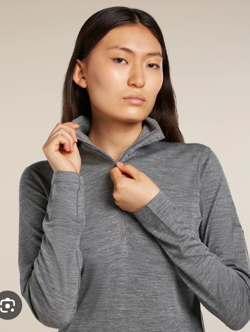 Icebreaker Grey Women's Half-Zip Merino Turtleneck Sweater